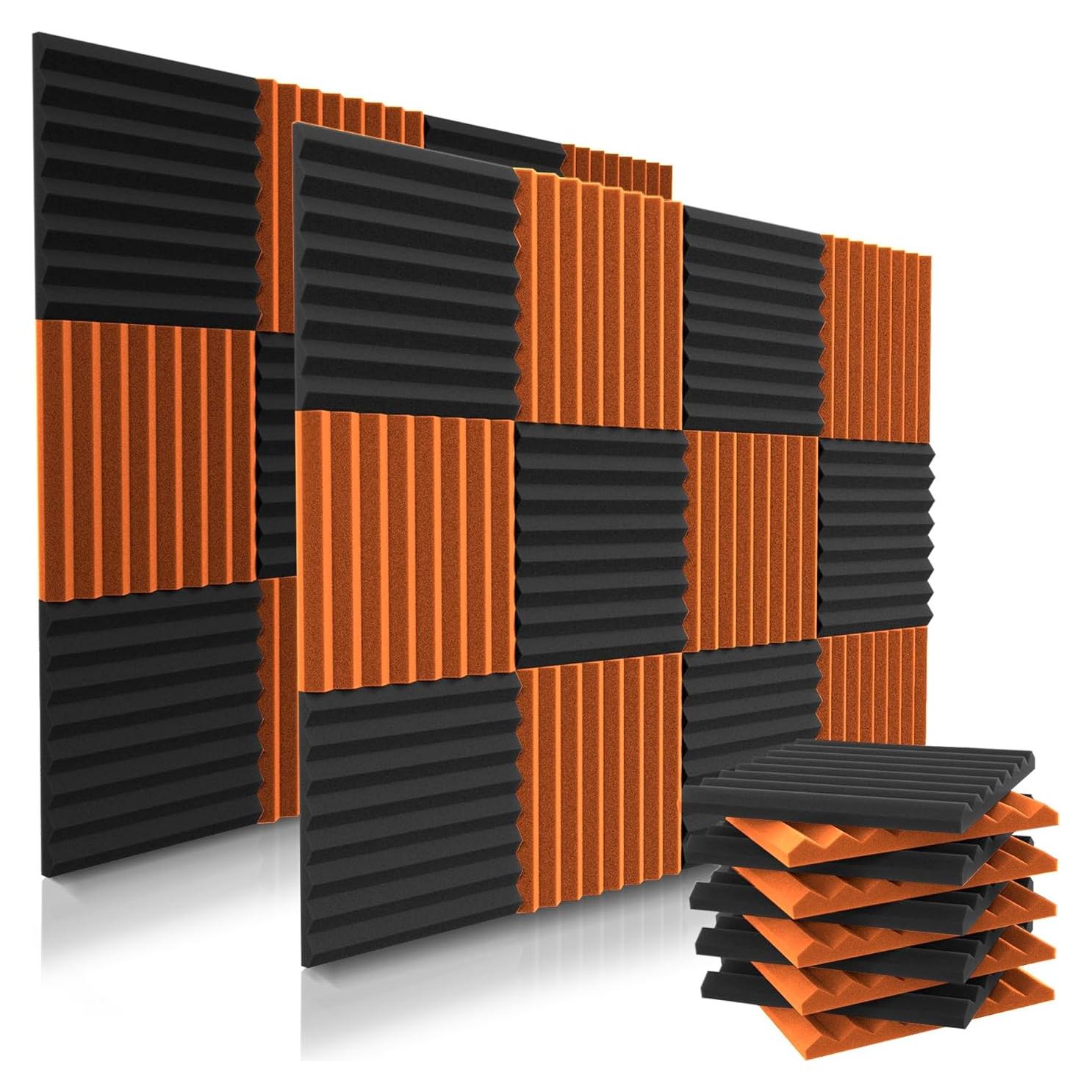 Paquete de 52 Paneles Acústicos Audiosoul 30x30 cm Negro/Naranja