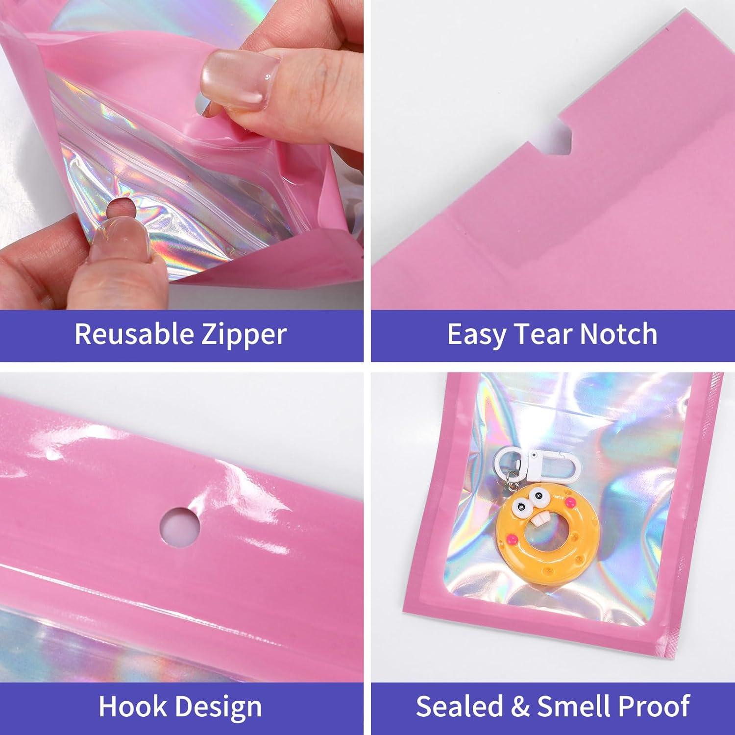 100 Bolsas de Empaque Holográficas 3x4 cm Motomy - Reutilizables