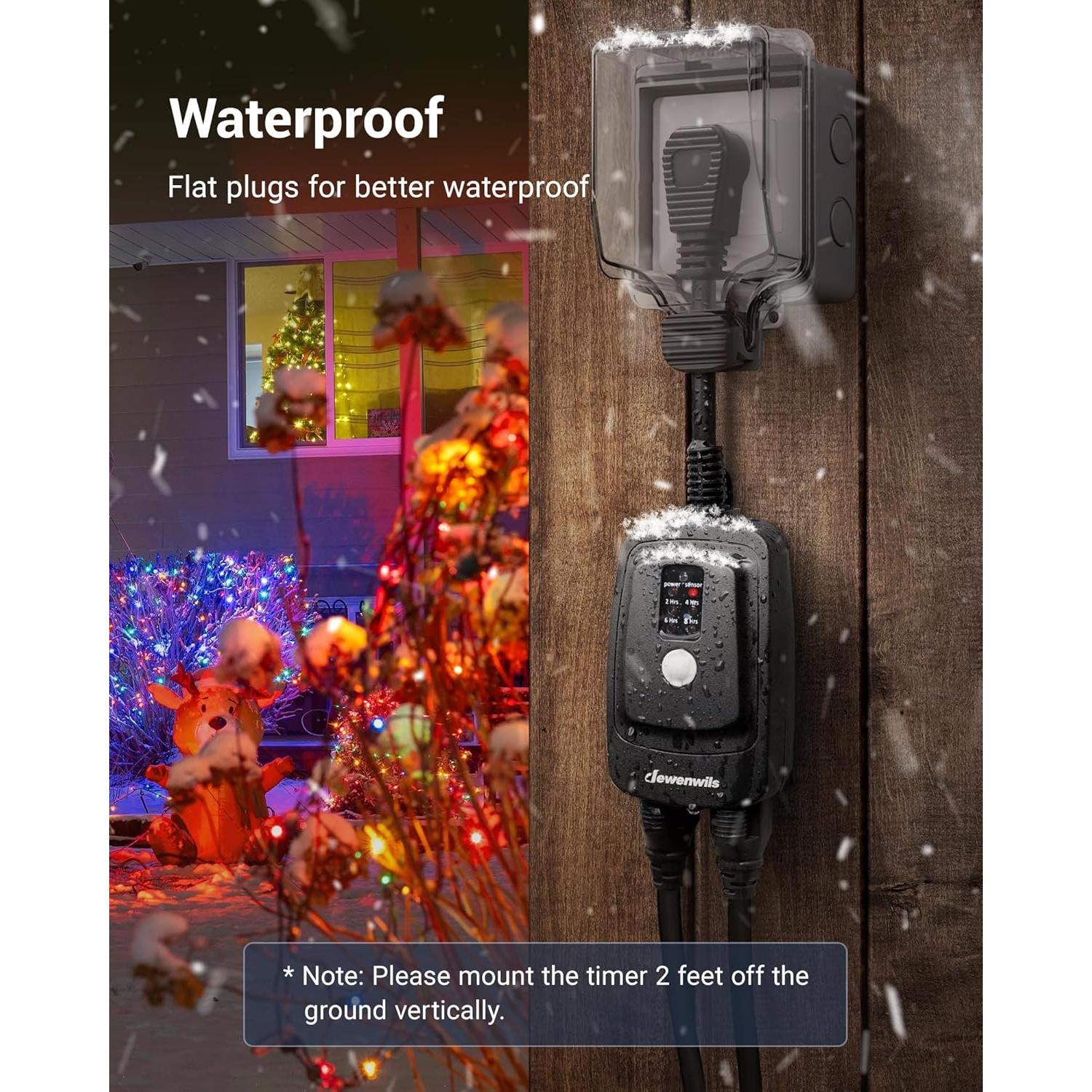 Temporizador Exterior DEWENWILS 2 Salidas Eléctricas Impermeable 15A