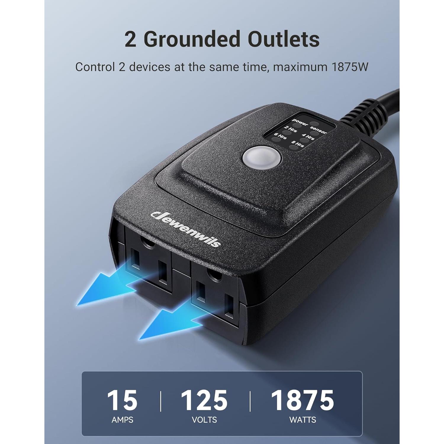 Temporizador Exterior DEWENWILS 2 Salidas Eléctricas Impermeable 15A