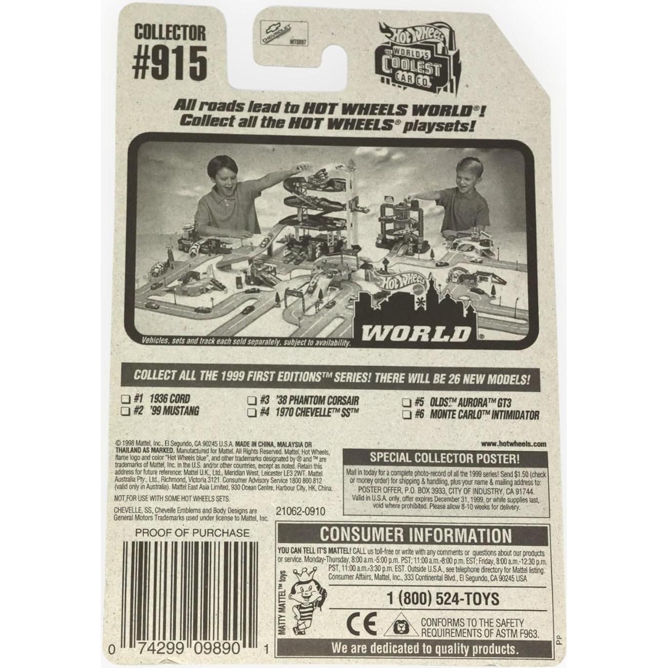 Hot Wheels Chevy Chevelle SS 1970 Azul 1:64 Coleccionable