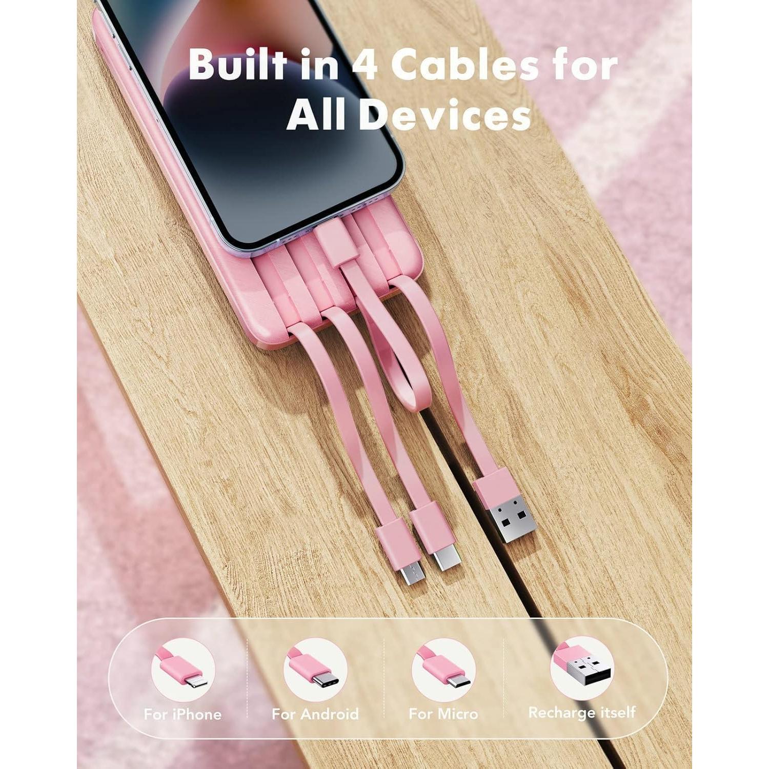 Cargador portátil Charmast 10000mAh con cables incorporados