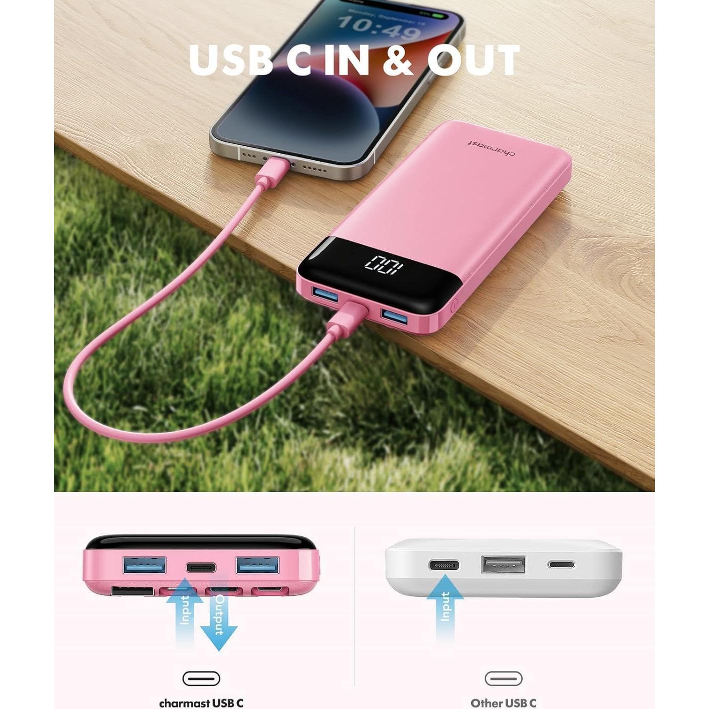 Cargador portátil Charmast 10000mAh con cables incorporados