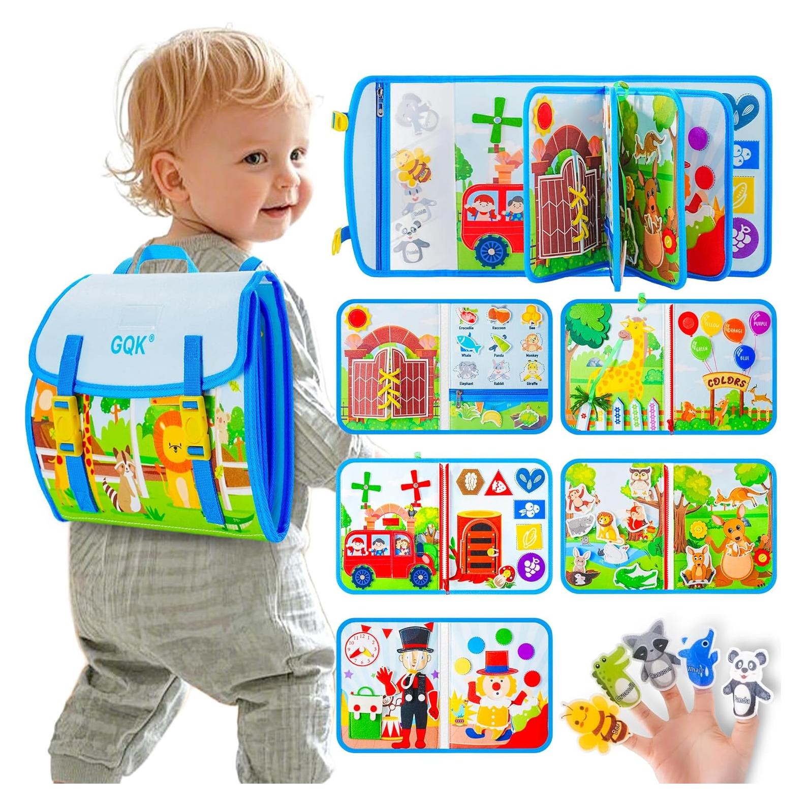 Libro Ocupado Montessori Azul 20 Actividades para Niños 1-3 Años