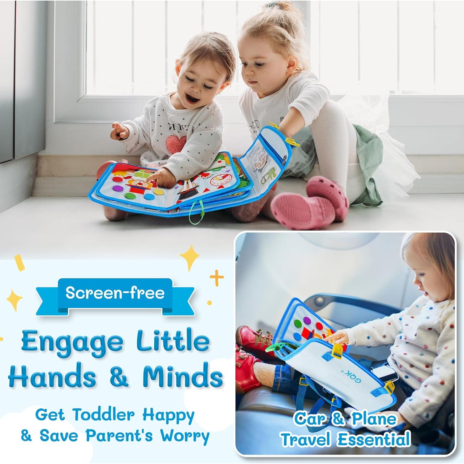 Libro Ocupado Montessori Azul 20 Actividades para Niños 1-3 Años