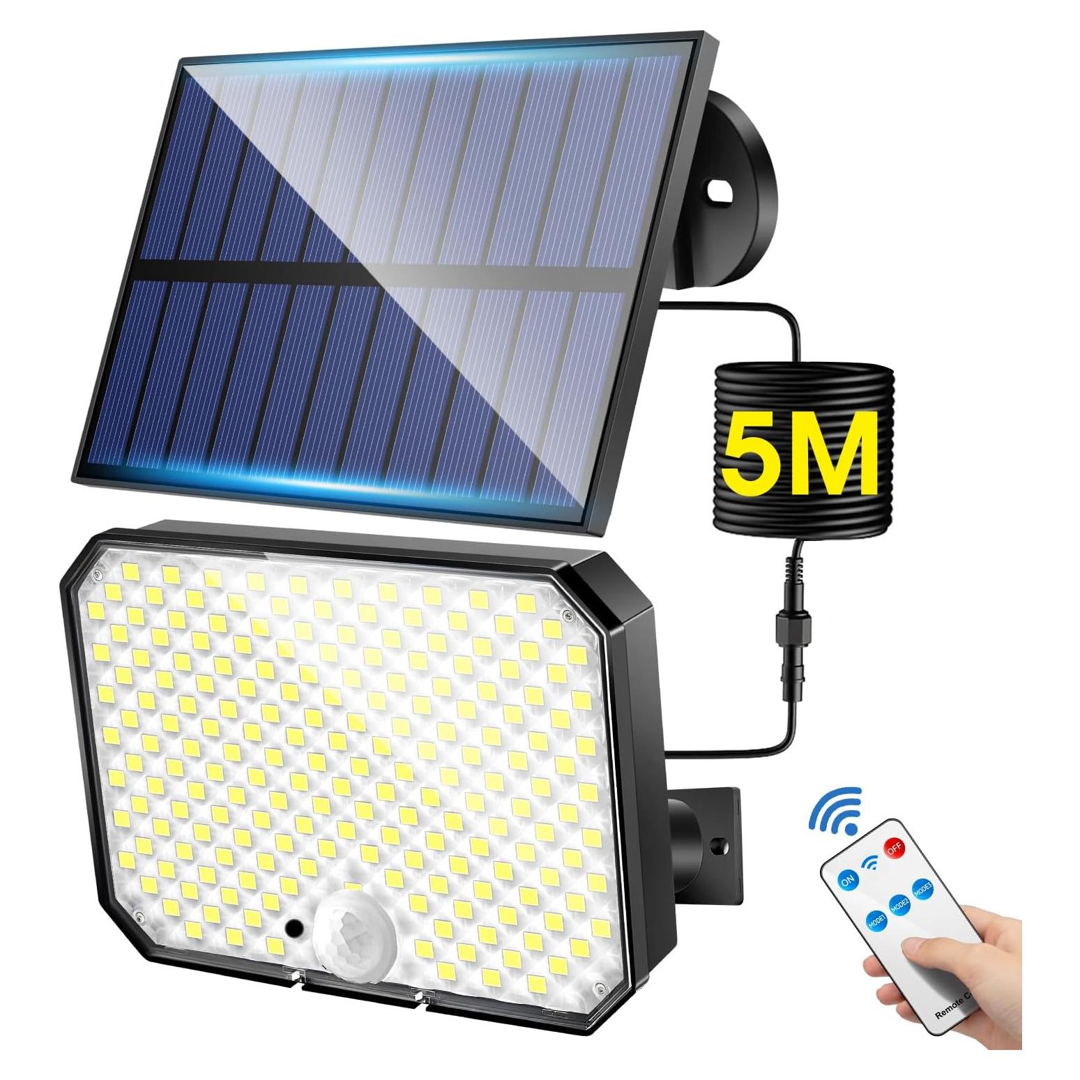 Luces Solares Exteriores One Fire 190LED 1500LM IP65 con Control Remoto