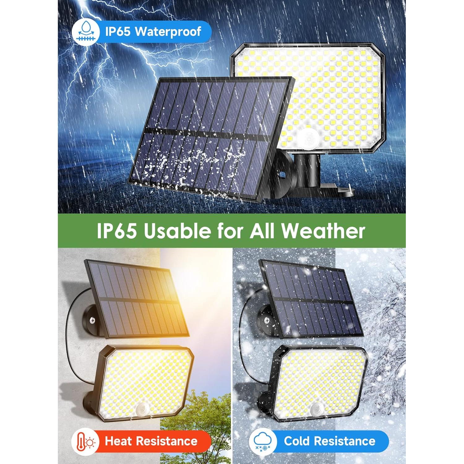 Luces Solares Exteriores One Fire 190LED 1500LM IP65 con Control Remoto