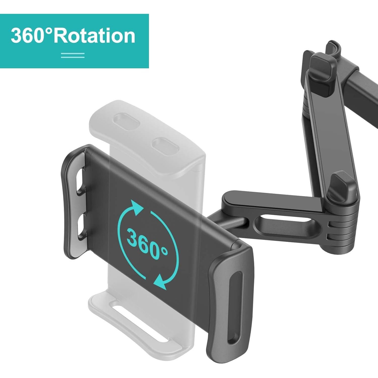 Tablet Headrest Holder, Car Backseat Seat Mount Holder Universal 360 Rotating Adjustable for 6"-10.5" Tablet iPad Air iPad Mini, Samsung Galaxy