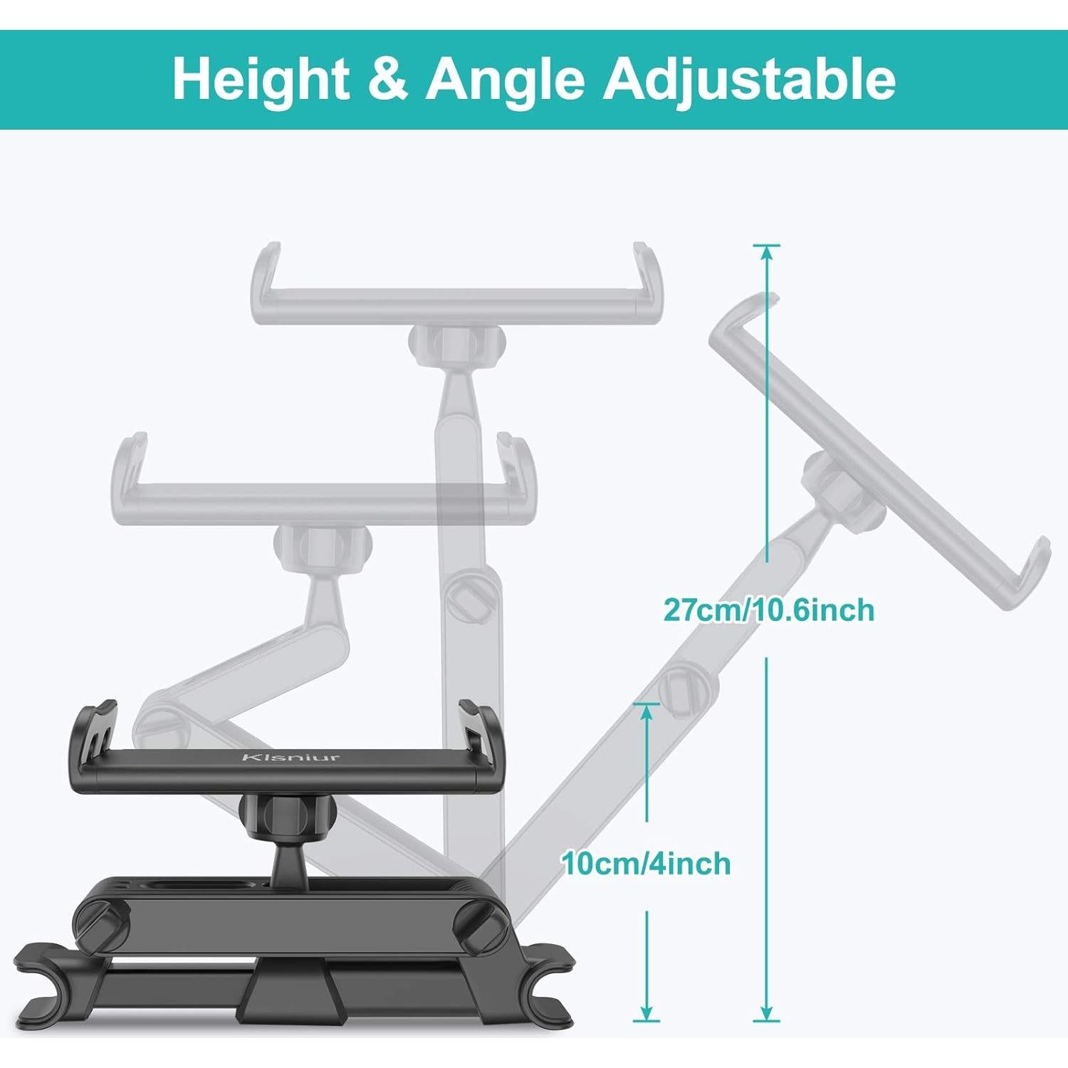 Tablet Headrest Holder, Car Backseat Seat Mount Holder Universal 360 Rotating Adjustable for 6"-10.5" Tablet iPad Air iPad Mini, Samsung Galaxy