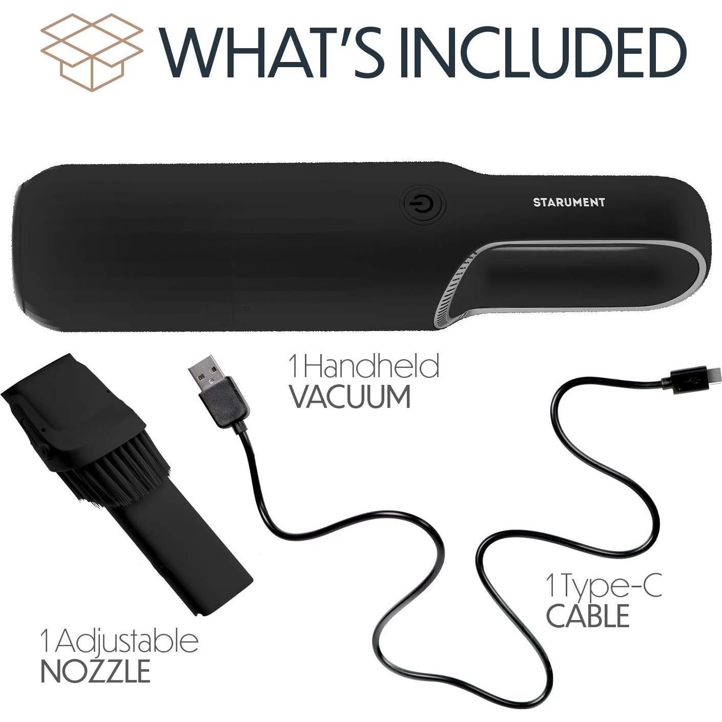 Aspiradora de Mano Inalámbrica STARUMENT 120W Compacta Negra