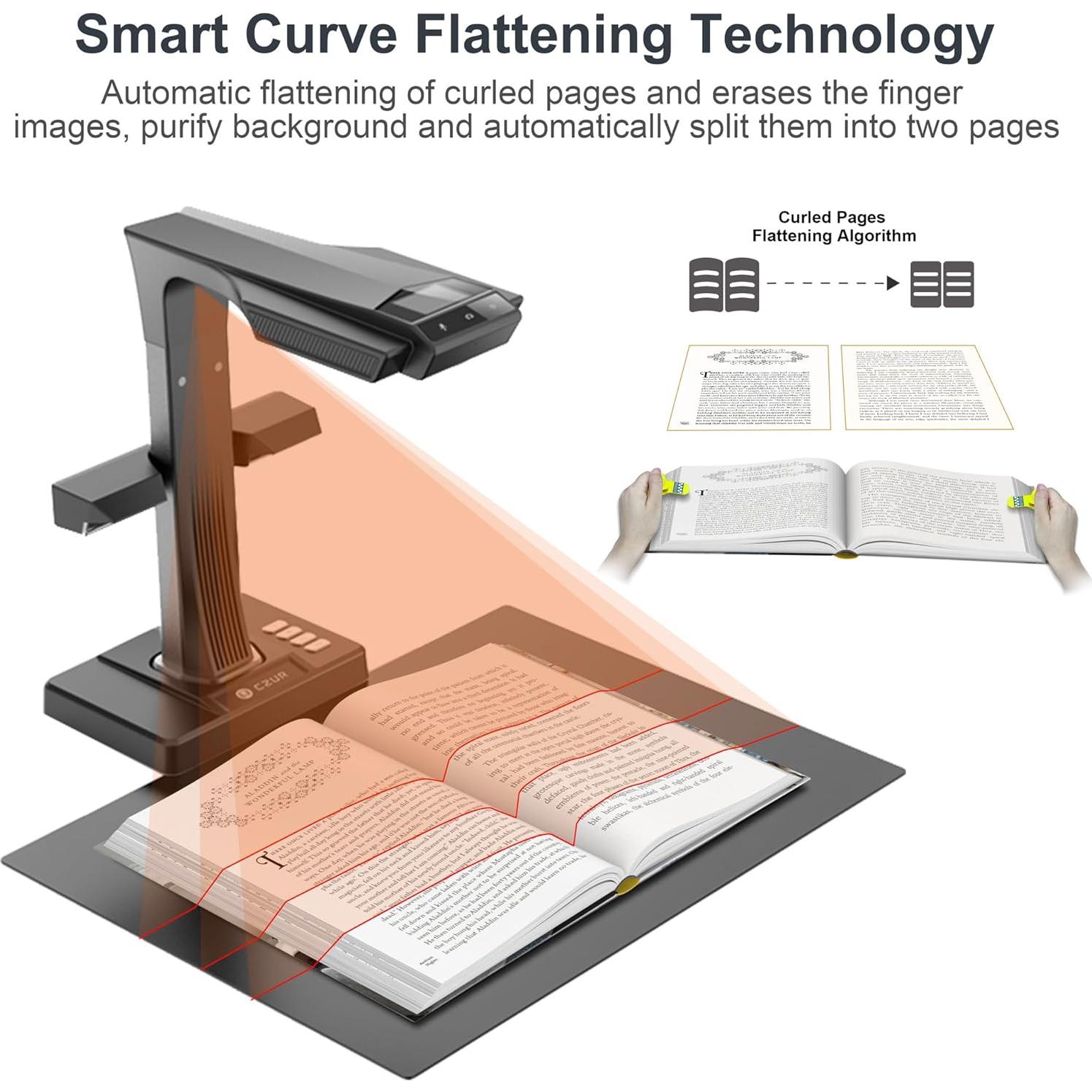 Escáner de Documentos A3 CZUR ET18 Pro 18MP OCR Rápido