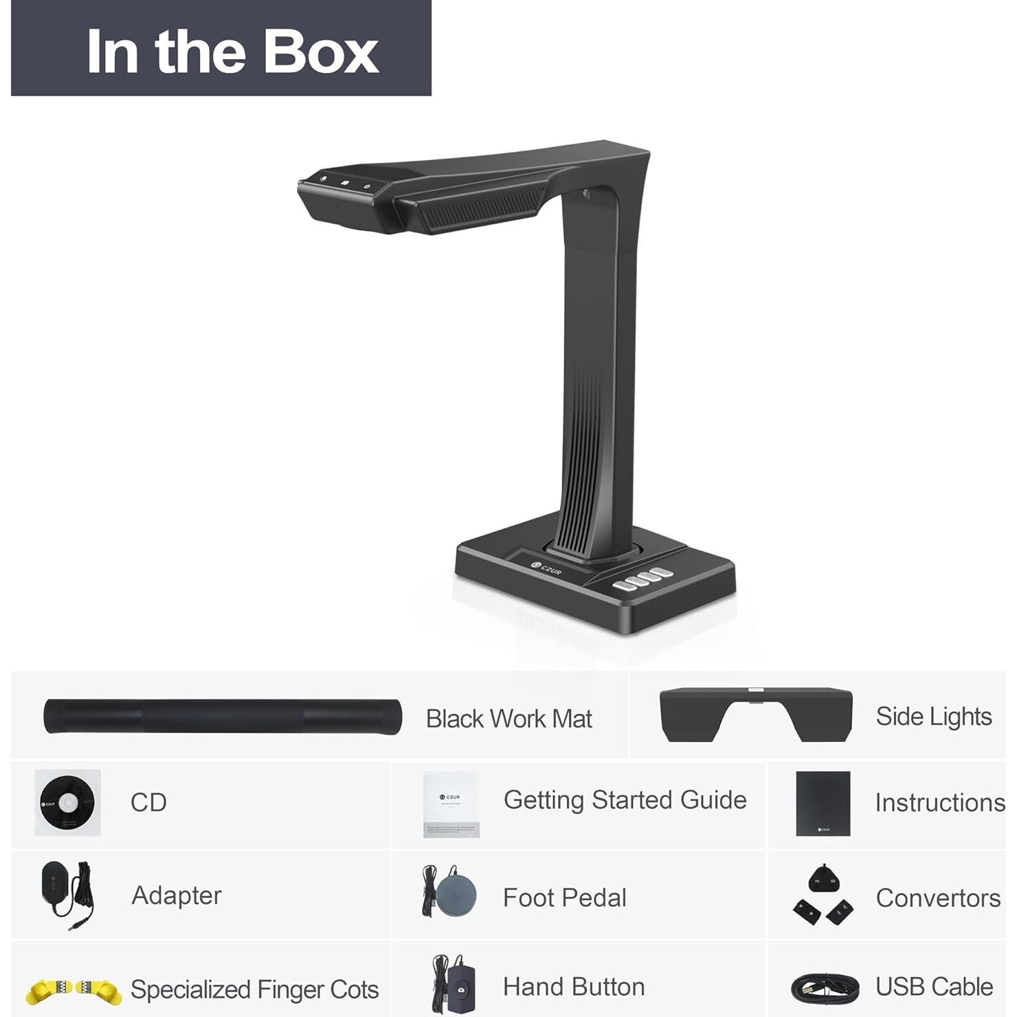 Escáner de Documentos A3 CZUR ET18 Pro 18MP OCR Rápido