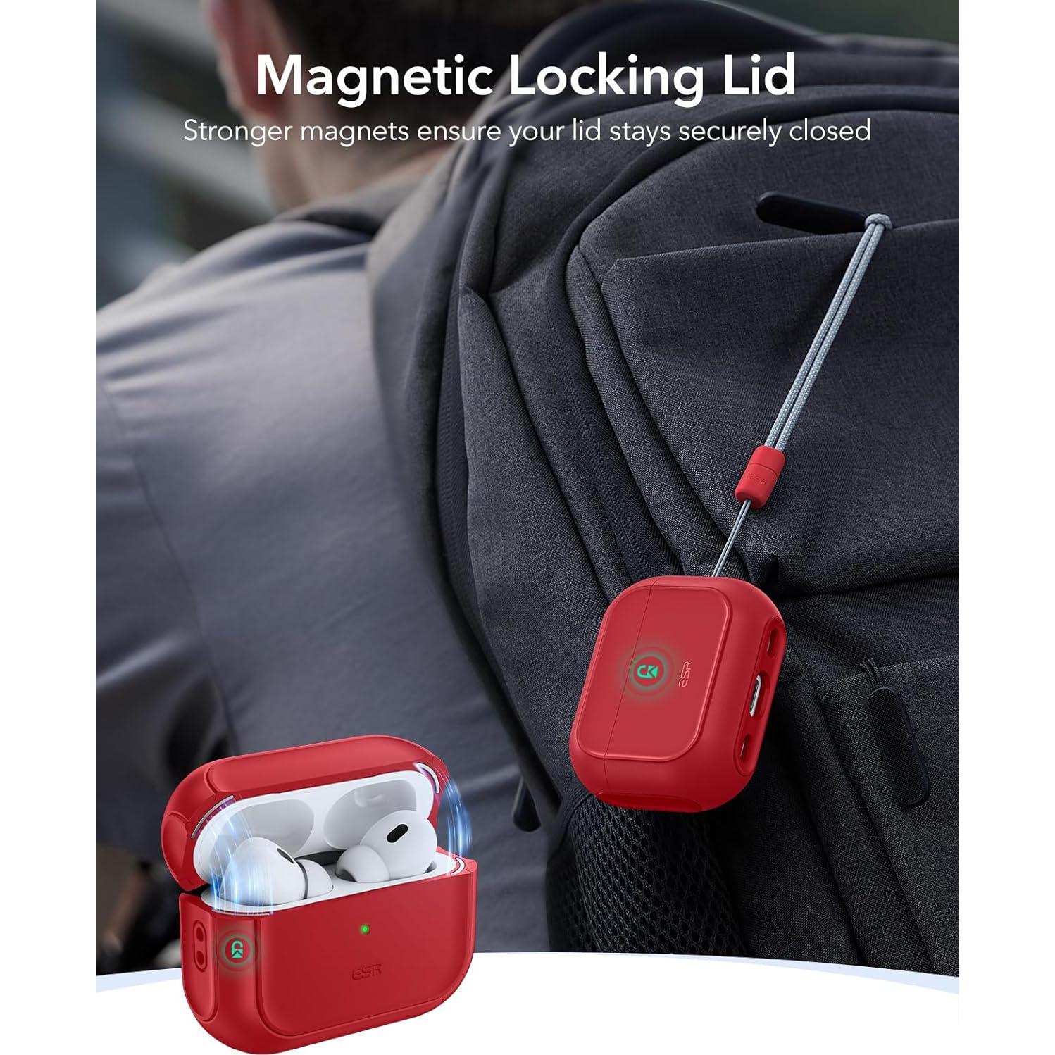 Funda ESR para AirPods Pro 2 y 1 - Protección MagSafe Rojo