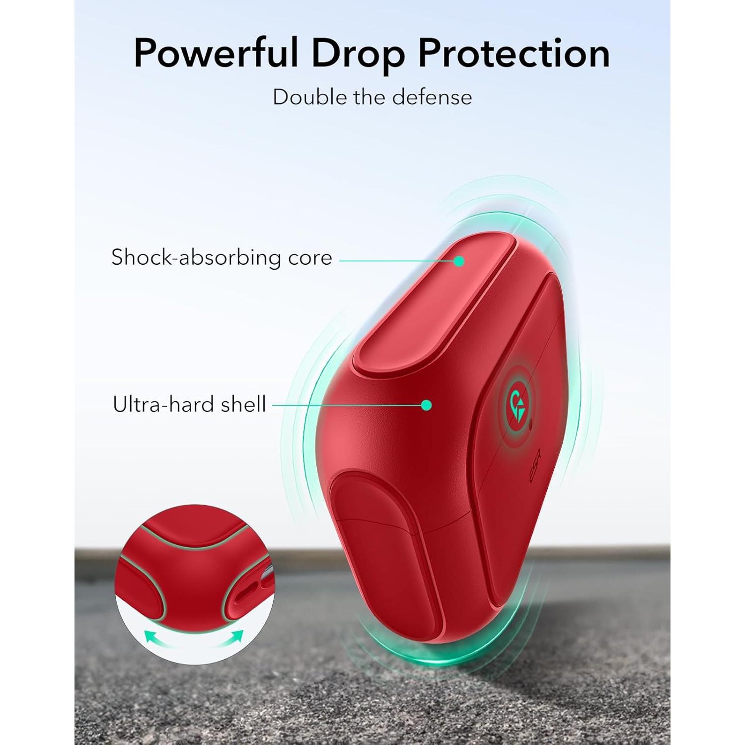 Funda ESR para AirPods Pro 2 y 1 - Protección MagSafe Rojo