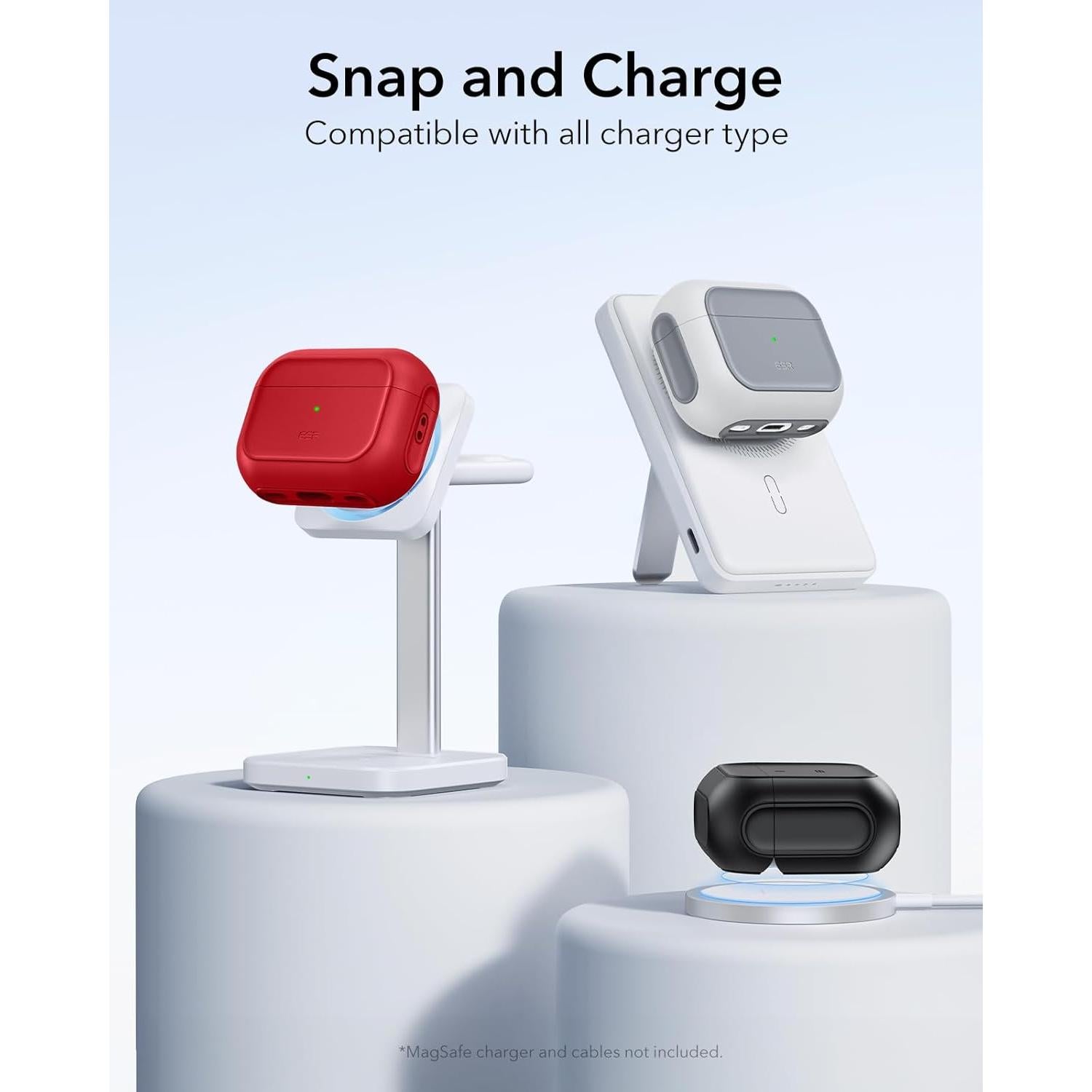 Funda ESR para AirPods Pro 2 y 1 - Protección MagSafe Rojo