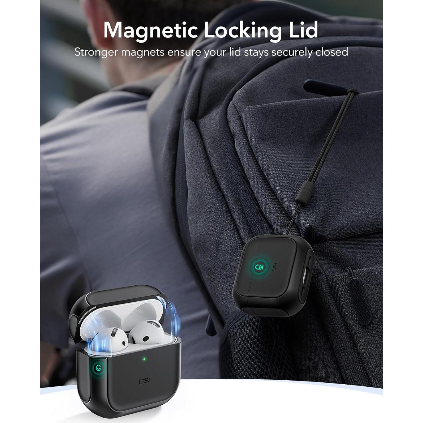 Funda ESR para AirPods 4ta Generación USB-C con Correa Negra