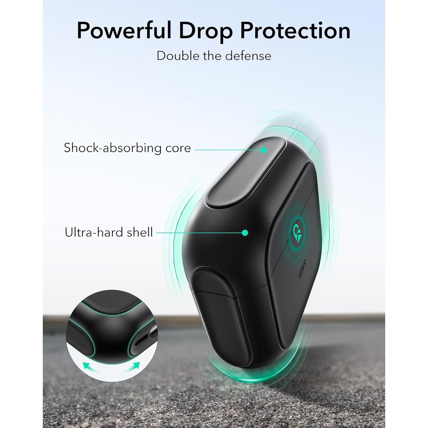 Funda ESR para AirPods 4ta Generación USB-C con Correa Negra