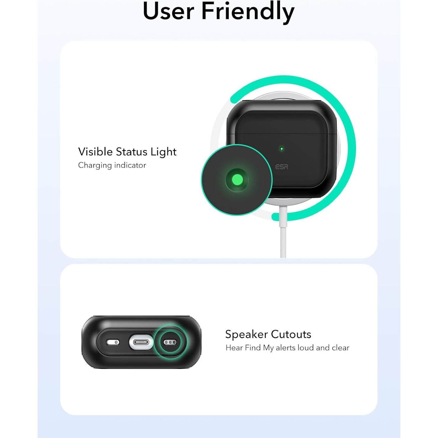 Funda ESR para AirPods 4ta Generación USB-C con Correa Negra
