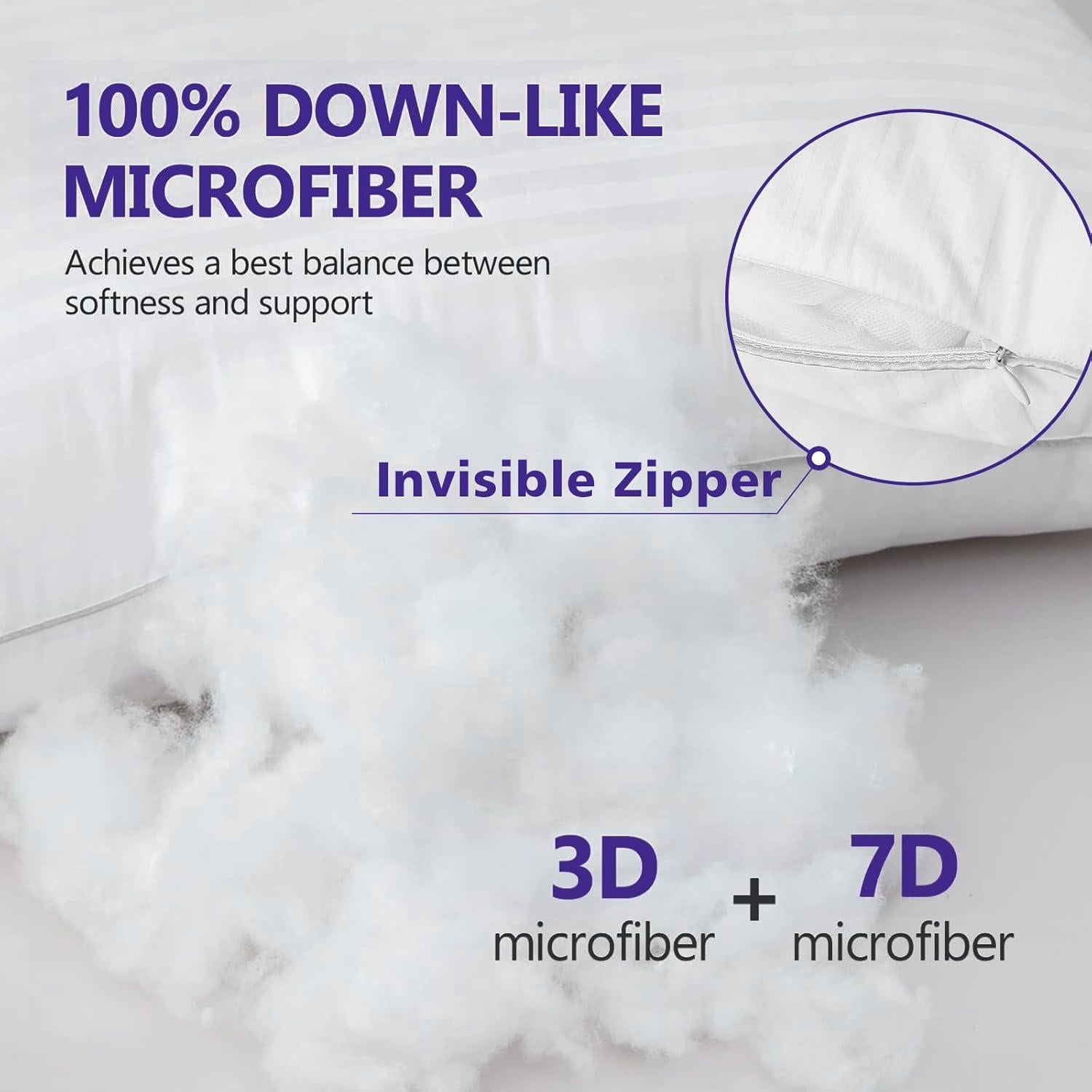 HOMELAB 2 Pack Standard Pillows for Sleeping - 100% Breathable Cotton Case, Soft Plush Down Alternative Filler, Medium to Soft Neck Support for Side Back and Stomach Sleepers, 20x26