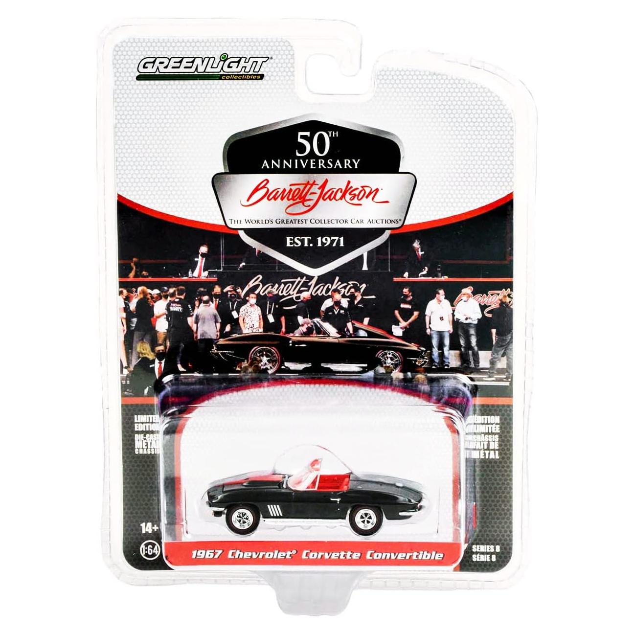 Coche Diecast 1967 Chevy Corvette Convertible Negro Greenlight