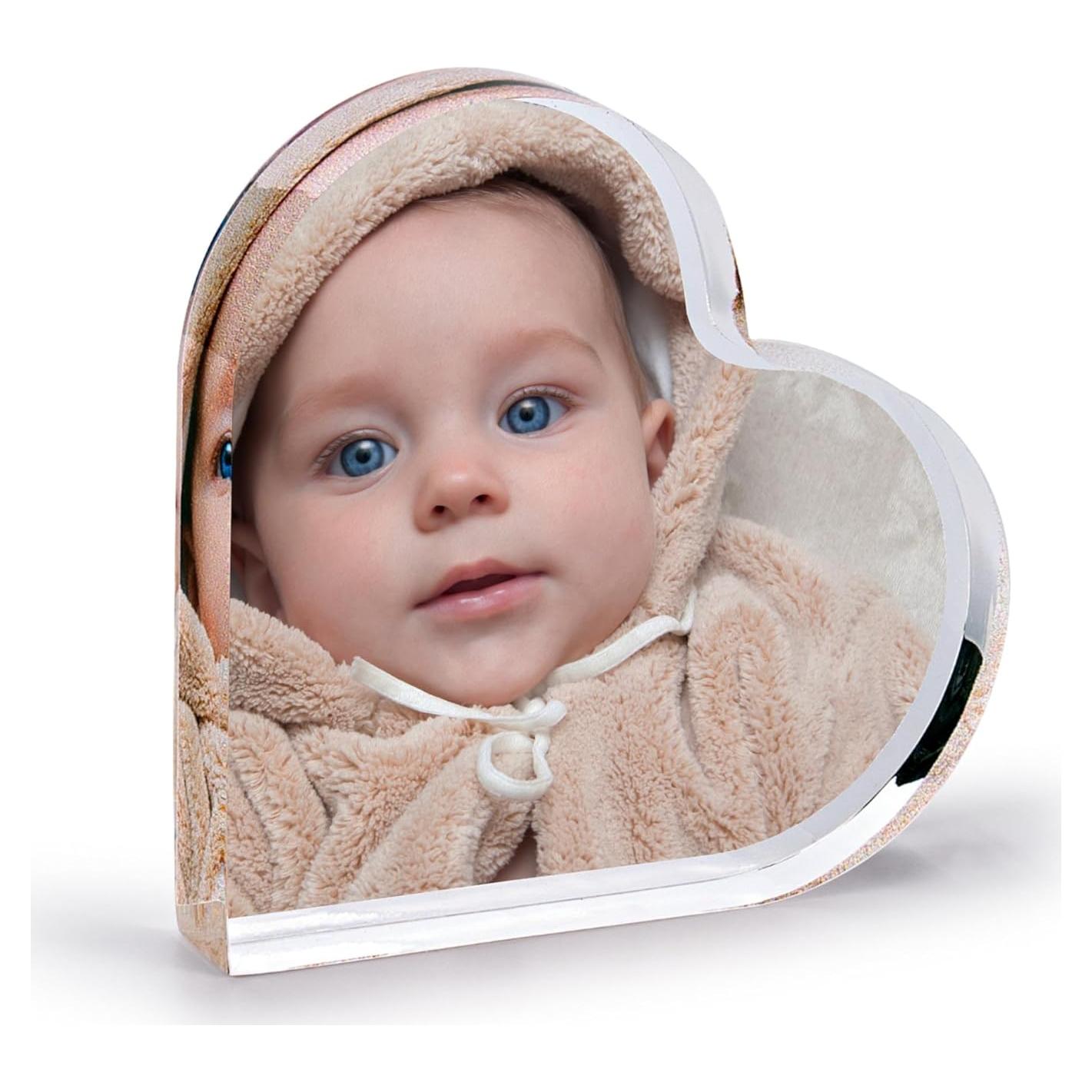 Acrylic Photo Block, Custom Photo Gifts, 3.5x3.5" Heart | 0.6" Thick | Personalized Photo Print Acrylic with Any Photo