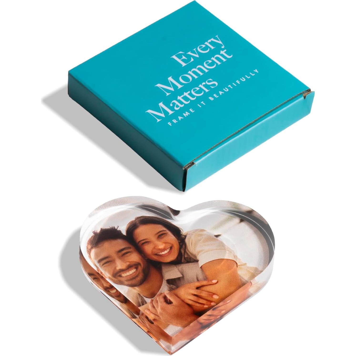 Acrylic Photo Block, Custom Photo Gifts, 3.5x3.5" Heart | 0.6" Thick | Personalized Photo Print Acrylic with Any Photo