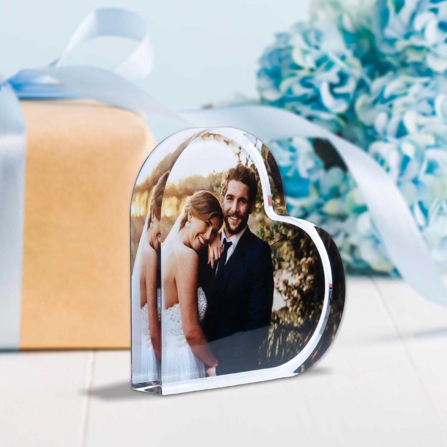 Acrylic Photo Block, Custom Photo Gifts, 3.5x3.5" Heart | 0.6" Thick | Personalized Photo Print Acrylic with Any Photo