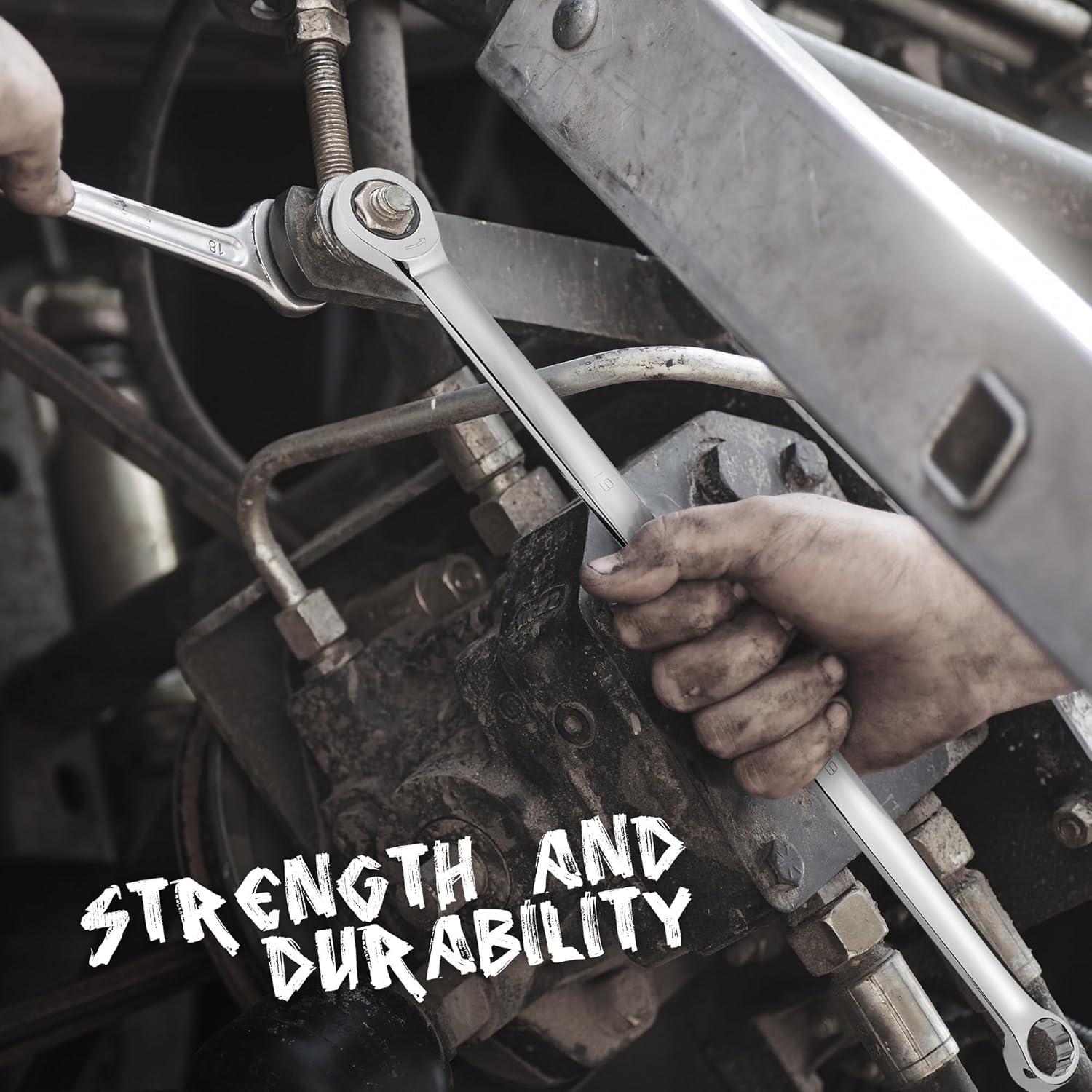 Juego de Llaves de Carraca Extra Largas HORUSDY 9 Piezas 8-22mm