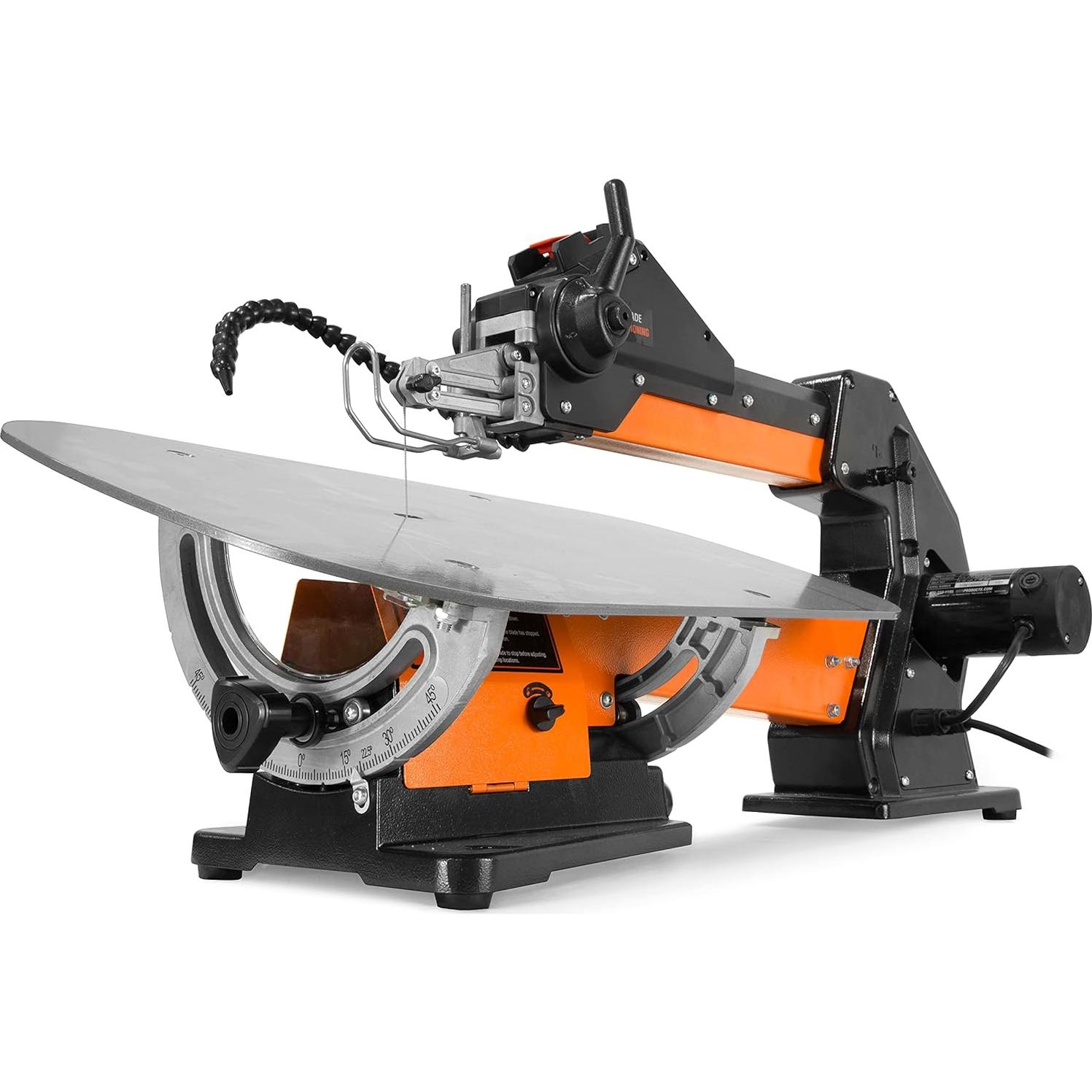 WEN LL2156 21-Inch 1.6-Amp Variable Speed Parallel Arm Scroll Saw with Extra-Large Dual-Bevel Steel Table, Black Orange & WA120L 24-Inch Flexible Magnetic LED Task and Work Light Kit, Black
