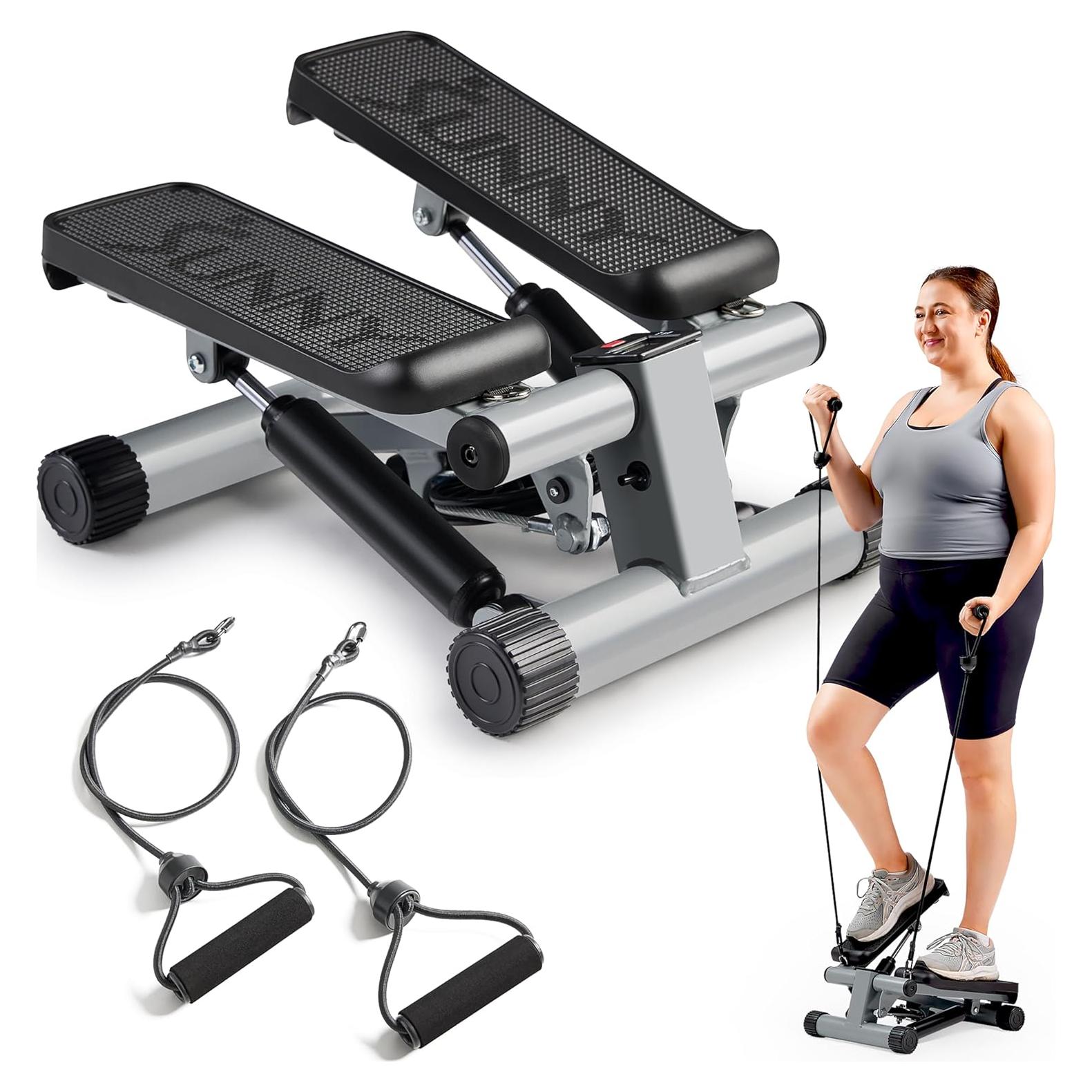 Mini Stepper Sunny Health & Fitness con bandas de resistencia