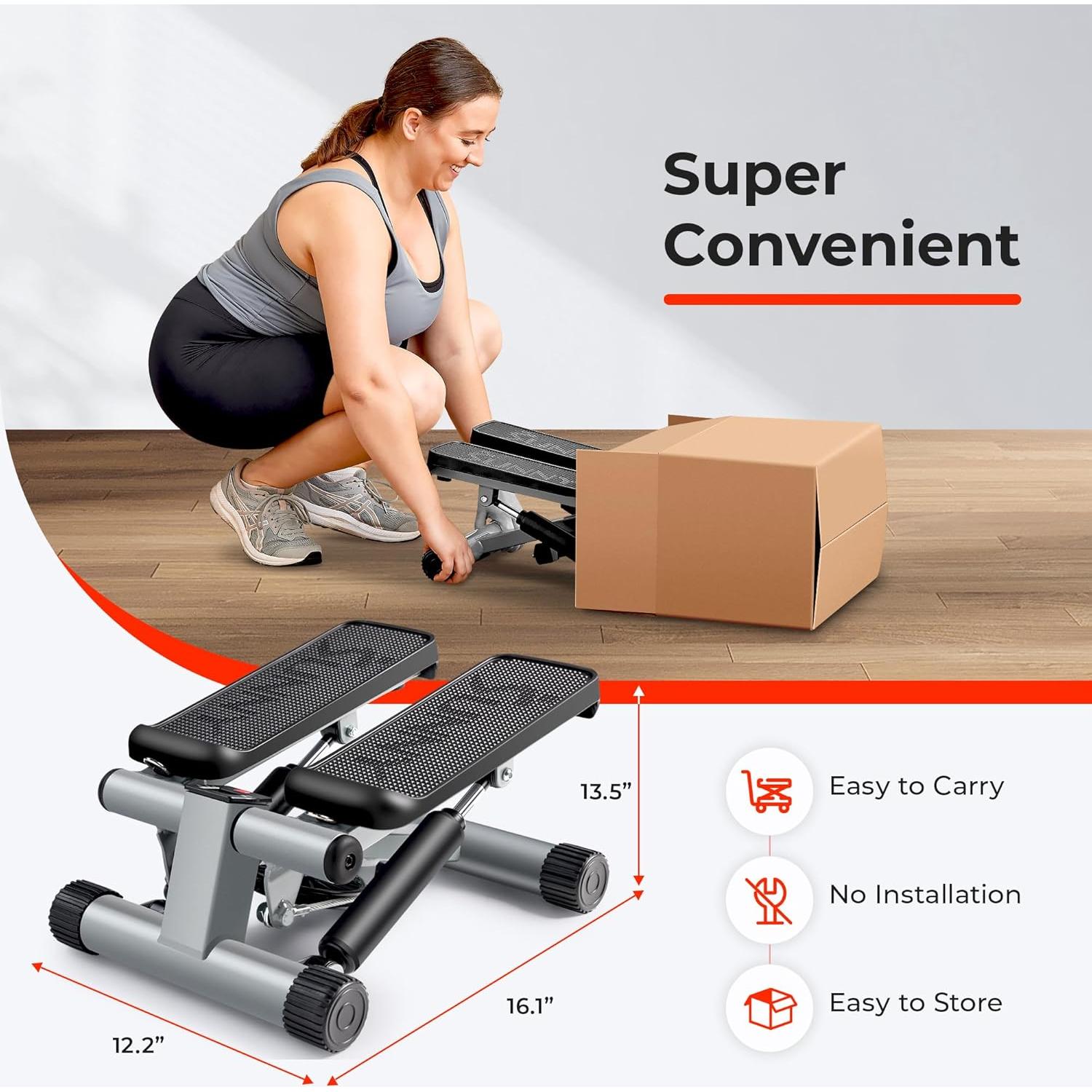 Mini Stepper Sunny Health & Fitness con bandas de resistencia