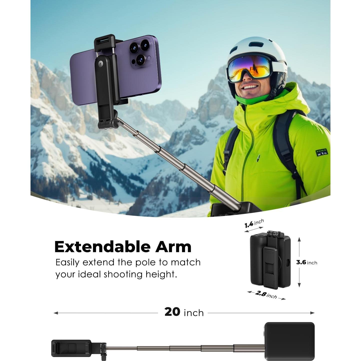 Soporte de Selfie Plegable Viozon 50.8 cm Aluminio Negro