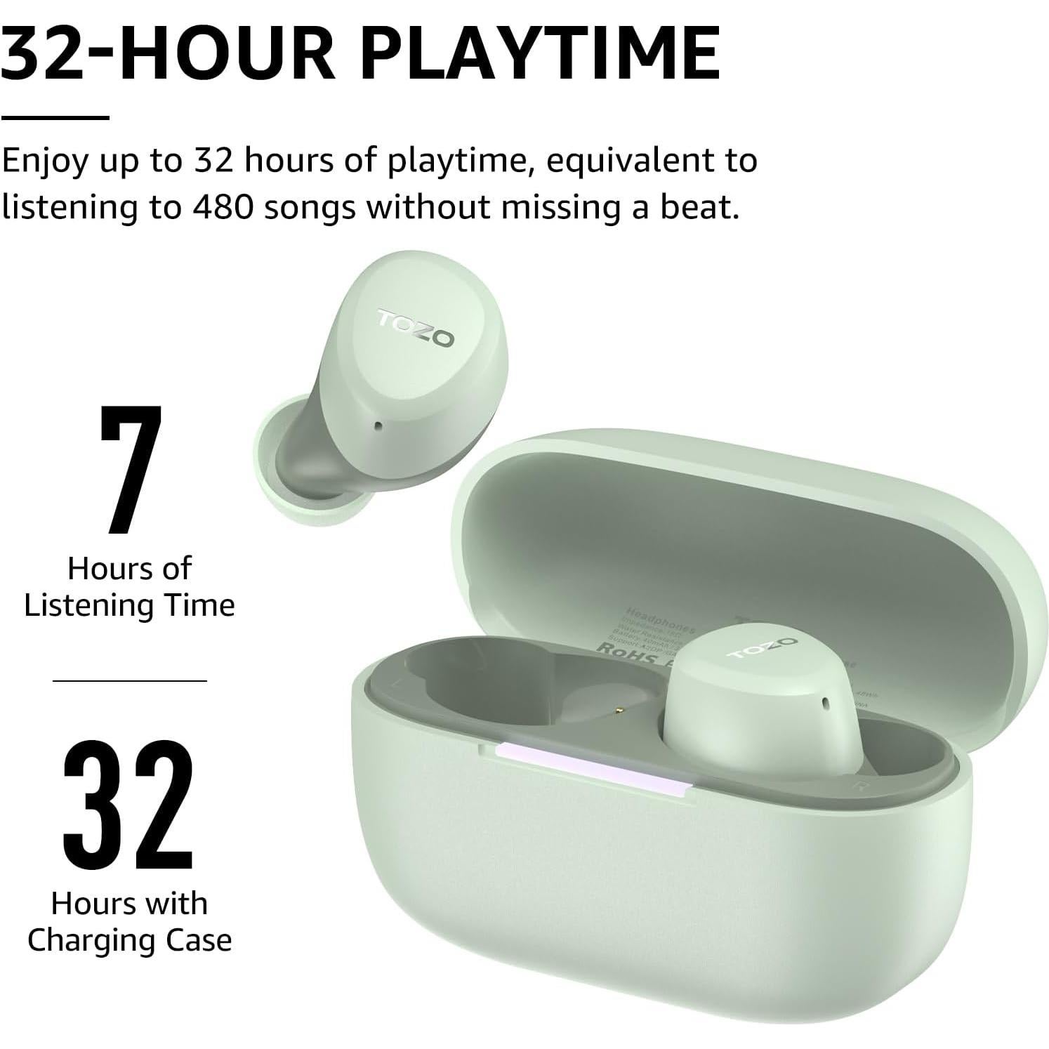 Auriculares Inalámbricos TOZO A1 Bluetooth 5.3 IPX5 Verde