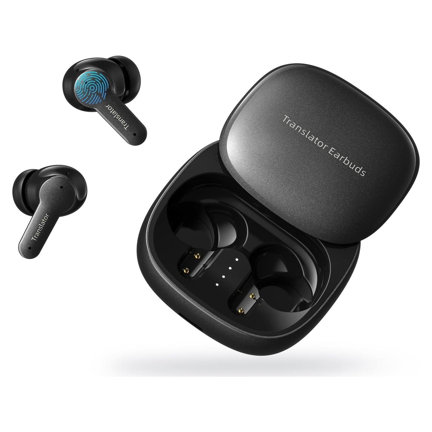 Translation Earbuds Real Time, AI Translator Earbuds with 144 Languages & Accents, Language Translator Earbuds Translating No Monthly Fees for Travel, Business, Learning (Black)