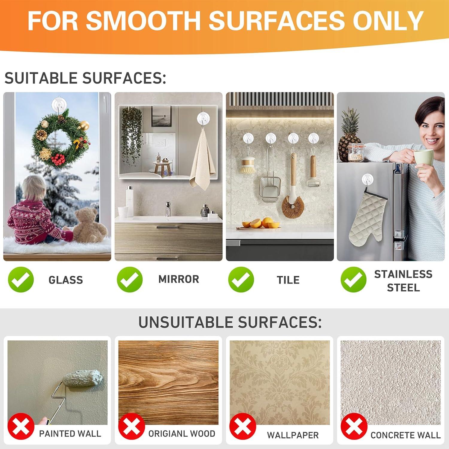 Ganchos de Ventosa KORCCI 12 Piezas 4.5 kg Transparentes