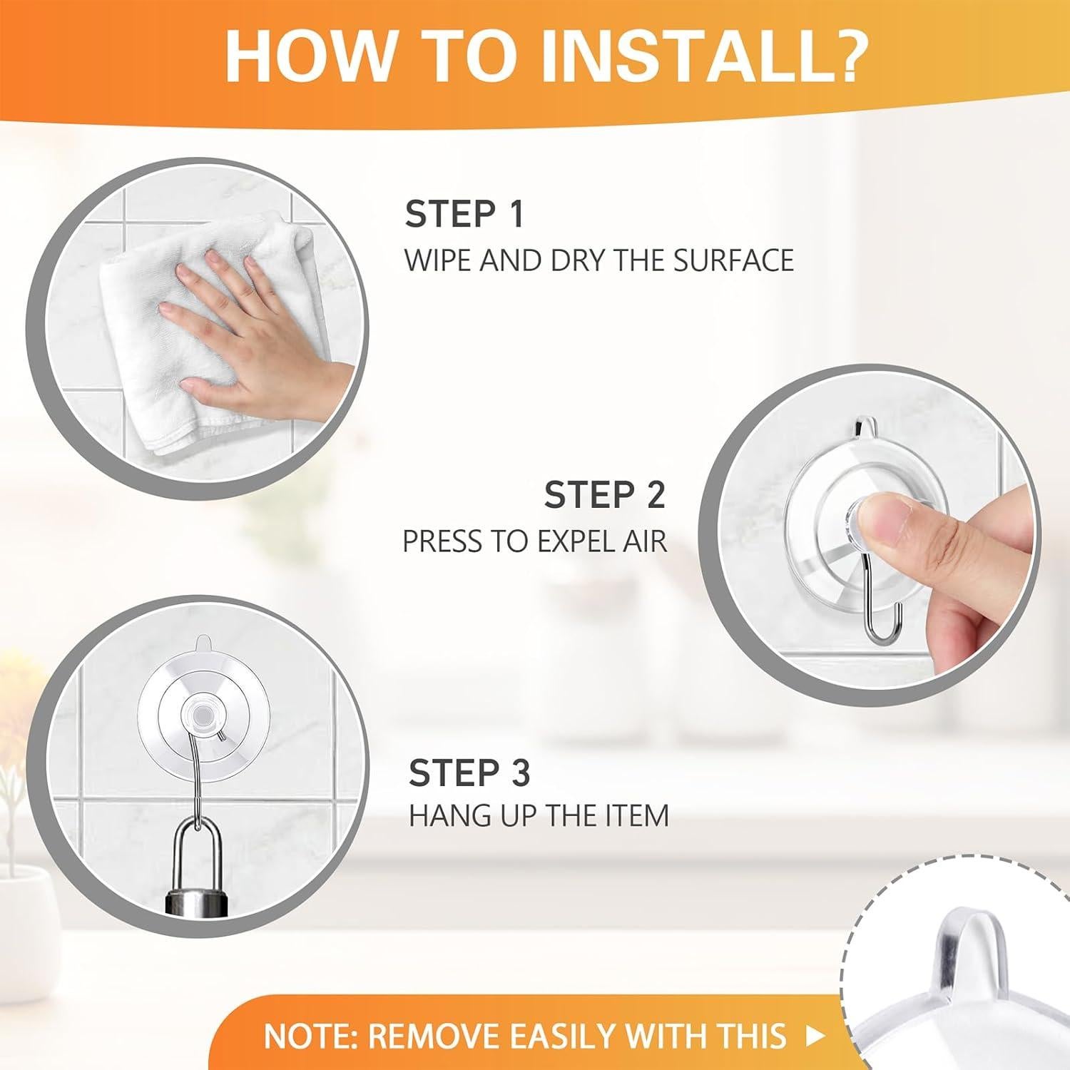 Ganchos de Ventosa KORCCI 12 Piezas 4.5 kg Transparentes