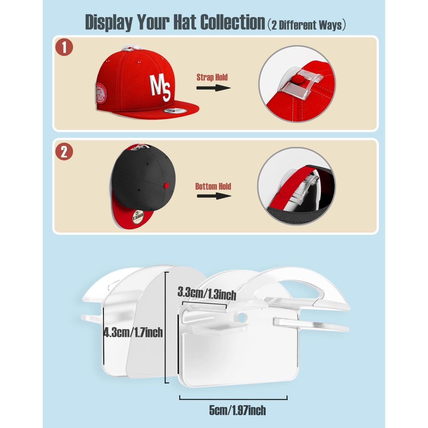 Ganchos Adhesivos para Sombreros MSKEI - 24 Paquete Transparente