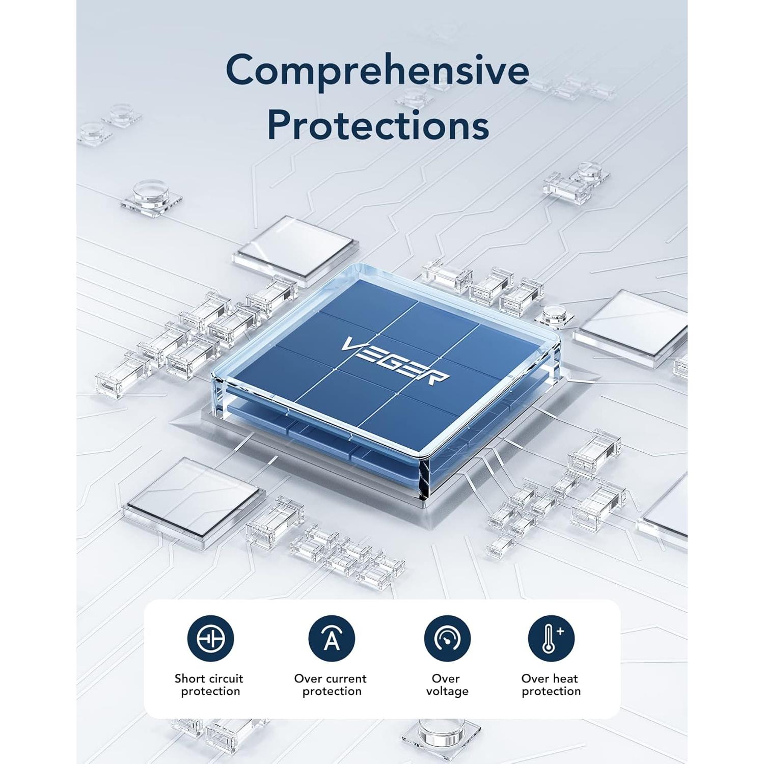 Cargador Portátil VEGER 10000mAh con Cables Integrados USB-C