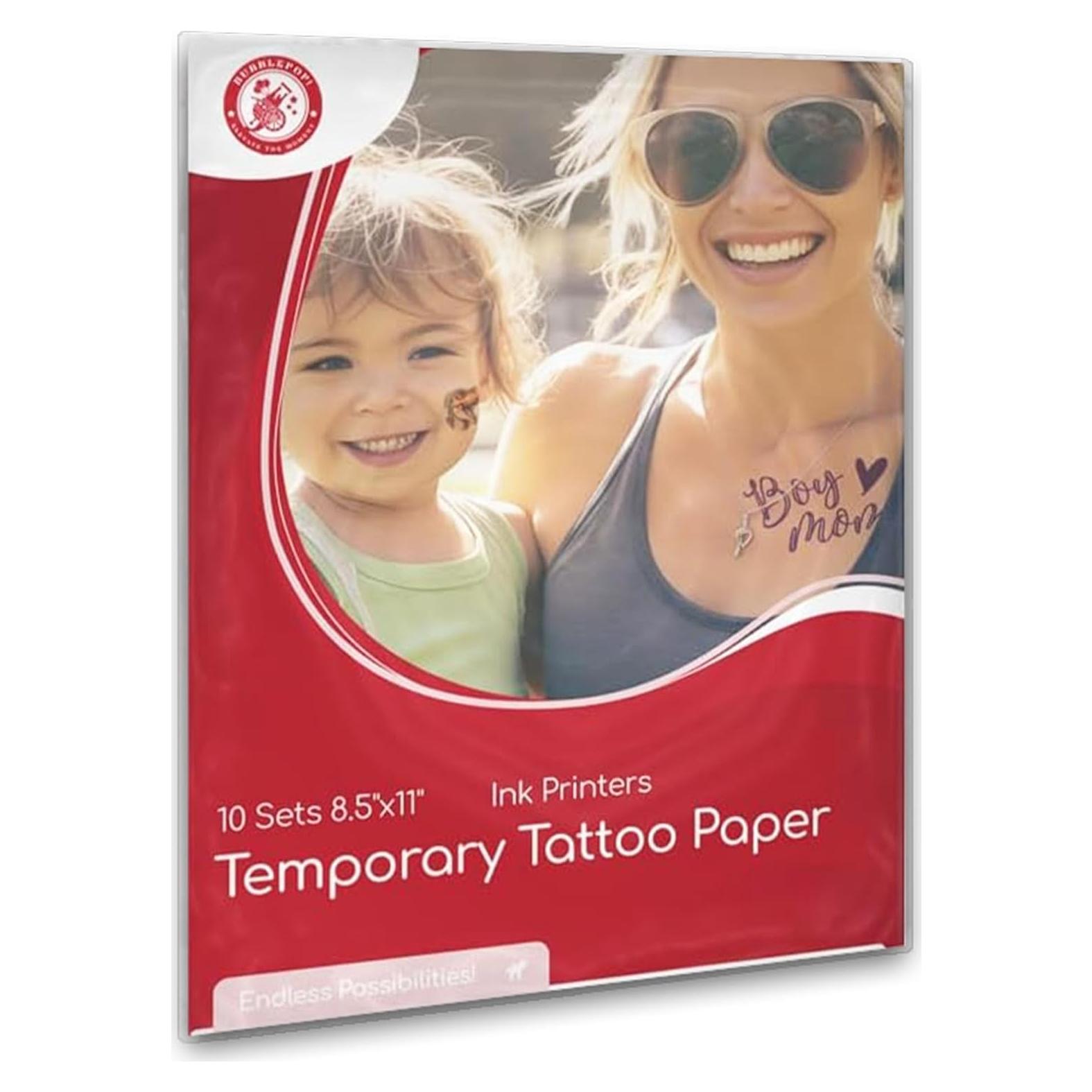 Papel de Tatuaje Temporal BubblePop! 10 Hojas A4 Resistente al Agua