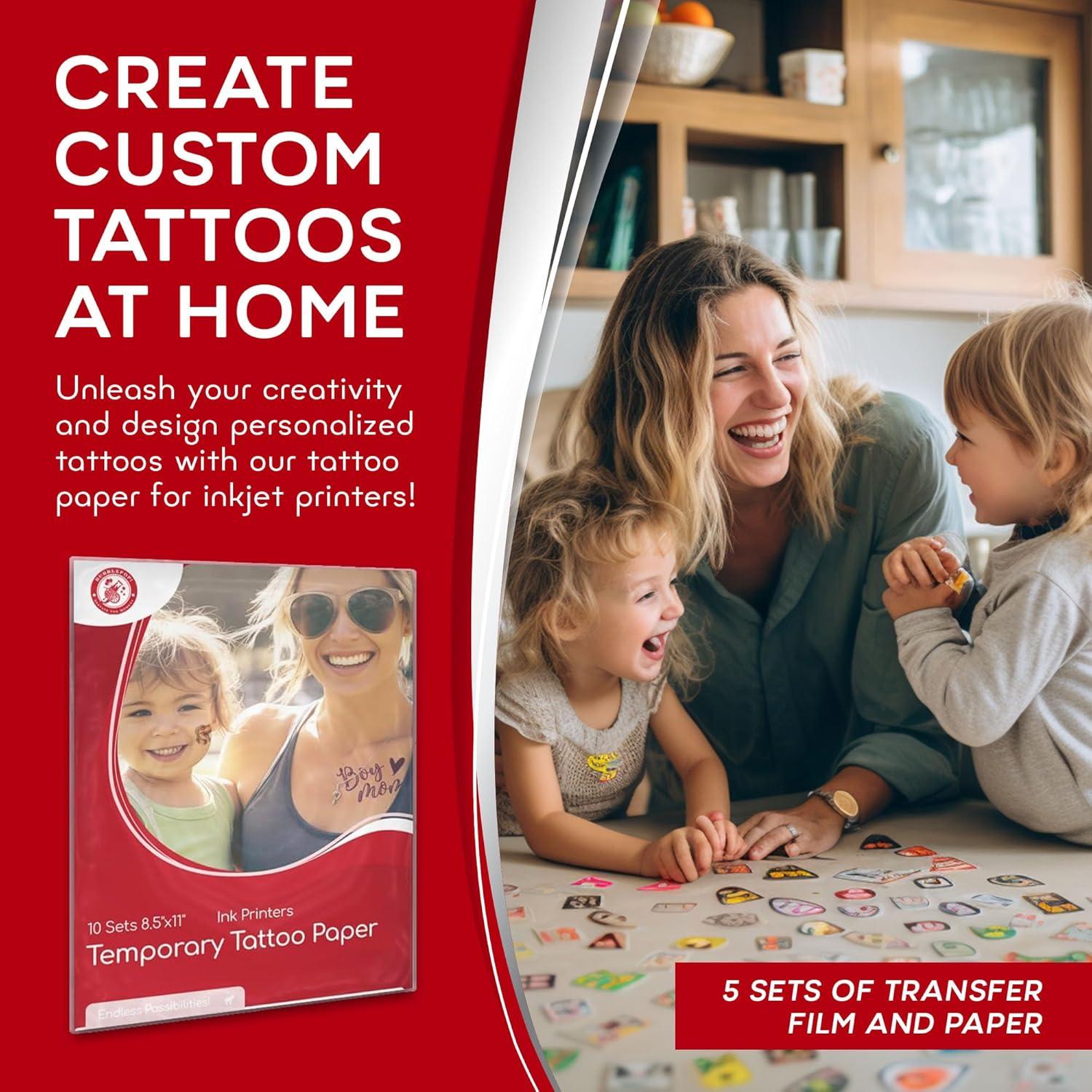 Papel de Tatuaje Temporal BubblePop! 10 Hojas A4 Resistente al Agua