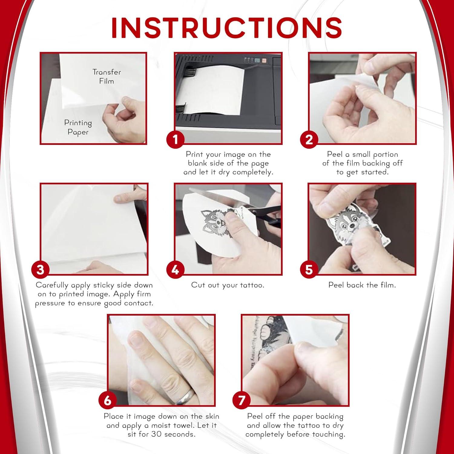 Papel de Tatuaje Temporal BubblePop! 10 Hojas A4 Resistente al Agua