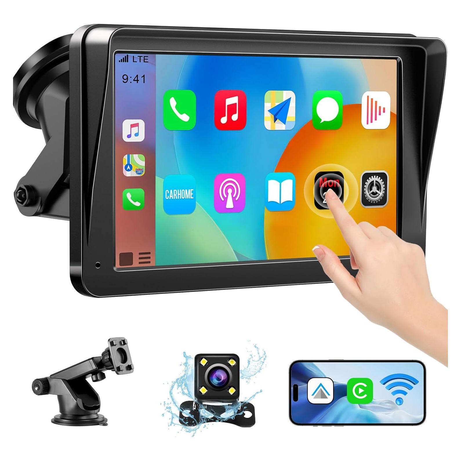 Pantalla Inalámbrica Portátil 7" Carplay MRQ con Cámara 1080P