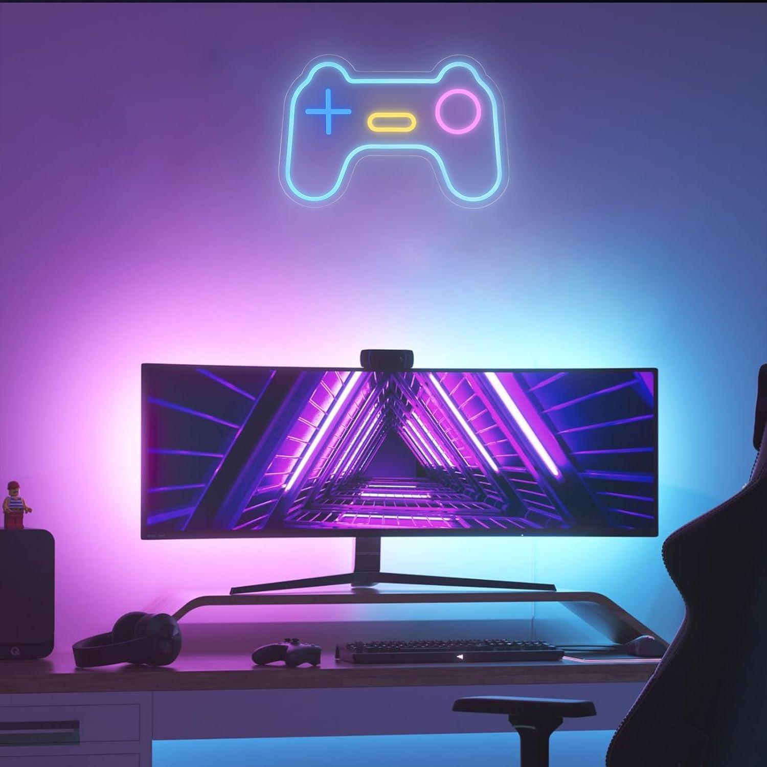 Luz de neón LED Gamepad TEKXYZ 40x27 cm para gamers