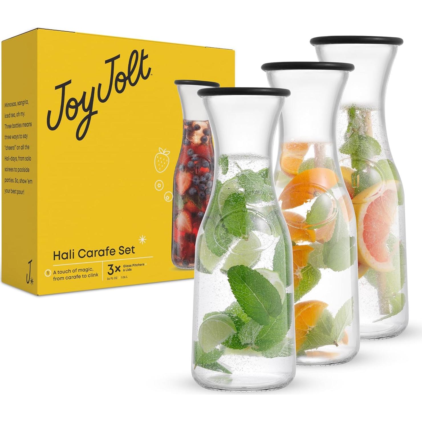 Juego de 3 Jarras de Vidrio JoyJolt con Tapa 1L