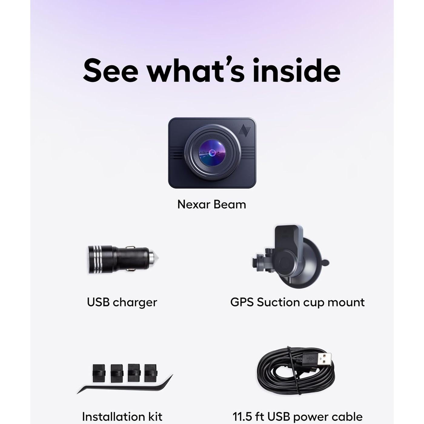 Cámara Dash Nexar Beam GPS 32GB - Grabación 24H y Nube Ilimitada