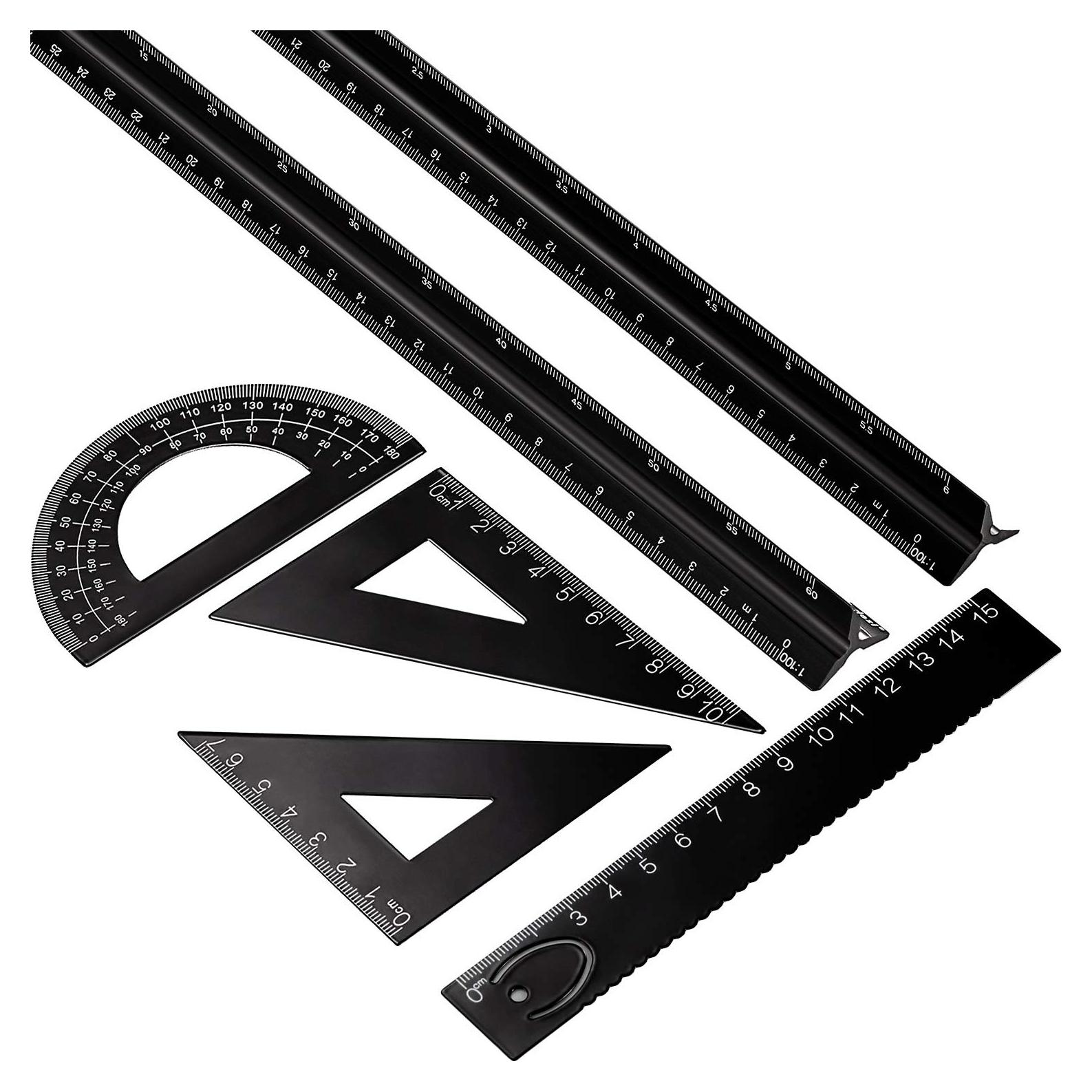 Juego de Reglas Triangulares de Aluminio 30 cm Leinuosen