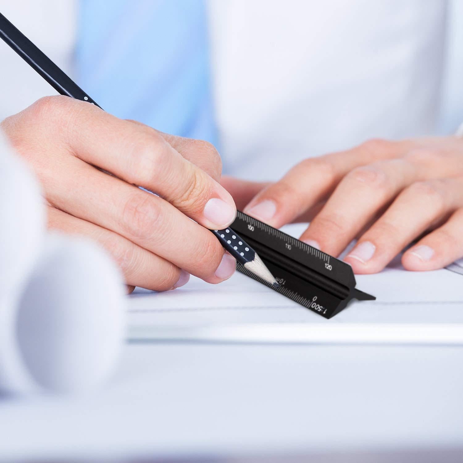 Juego de Reglas Triangulares de Aluminio 30 cm Leinuosen