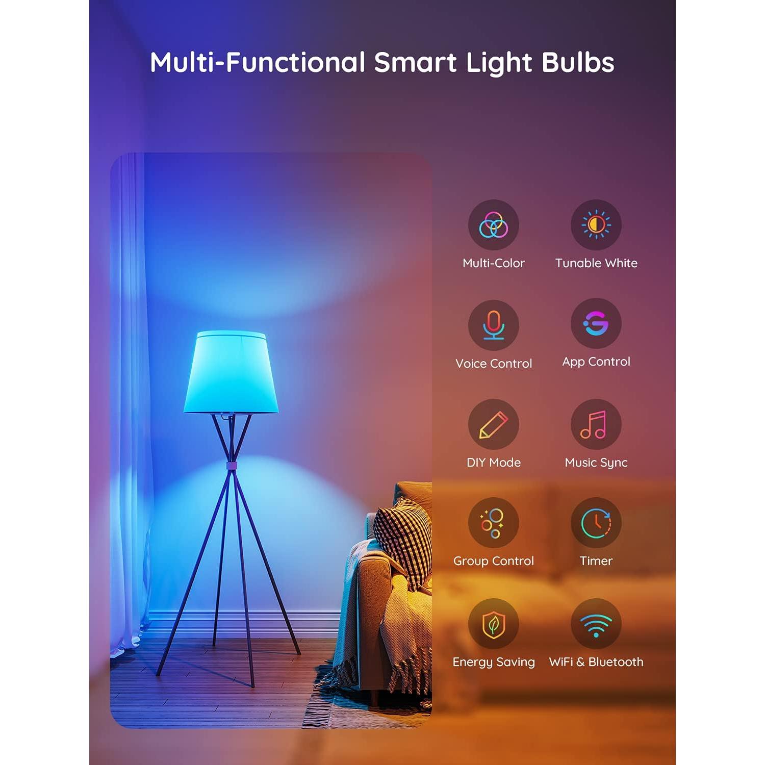 Bombilla Inteligente Govee H6008 RGBWW, 16 Millones de Colores, Control por Voz