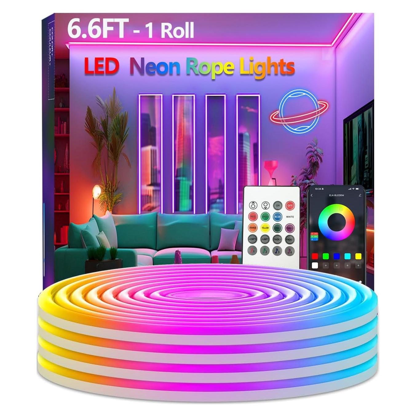 Tira de Luces LED Neón 2m httpsmp, Control Remoto, IP67