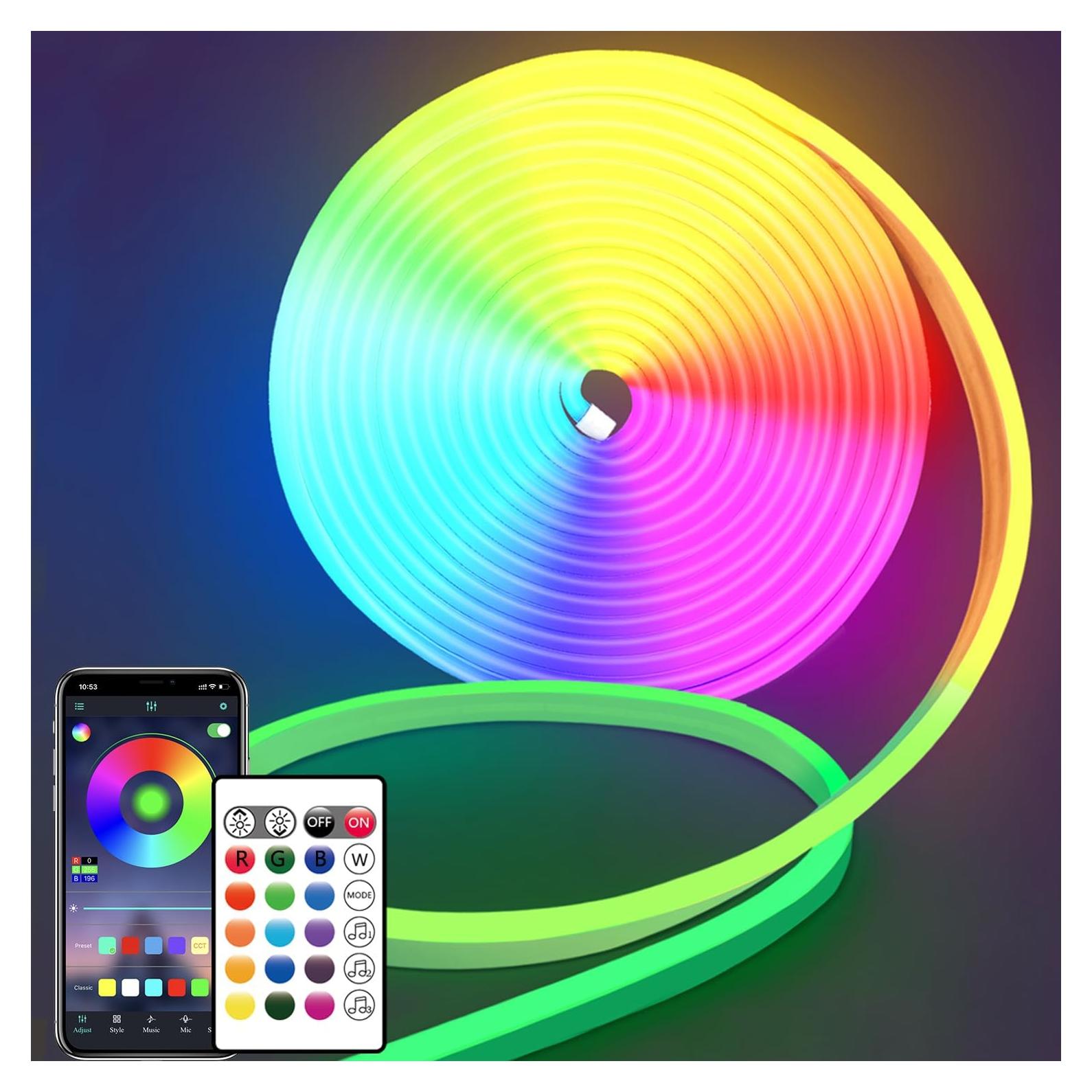 Tira LED de Neón RGB 5m Segrass DC24V Impermeable con Control Remoto